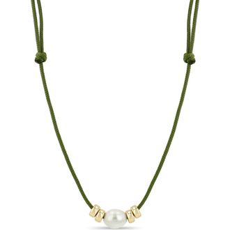 Zo&euml; Chicco Baroque Cultured Pearl Paracord Necklace in 14K Yellow Gold /White Pearl at Nordstrom, Size 26