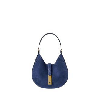 Polo Ralph Lauren Tassen, Dames, Blauw, ONE Size, Leer, Saddle Bag