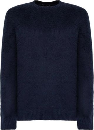 Roberto Collina Zachte katoenen crew neck sweater - Heren - Ronde hals truien - Blauw - L - Katoen - Truien & Vesten
