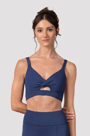 Bloch BLOCH Ladies Vivian Twist Front Crop Top, Eclipse Blue