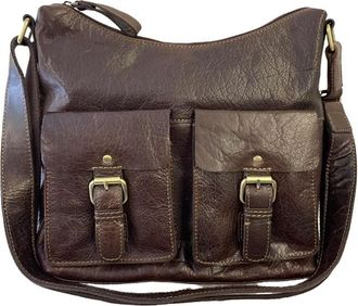 Rowallan Of Scotland Top Zip Structured Large Leather Shoulder Handbag 6510 (Brown)