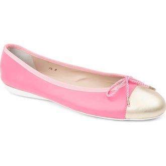 Paul Mayer Attitudes Best Cap Toe Ballet Flat in Hot Pink/Gold at Nordstrom, Size 8.5