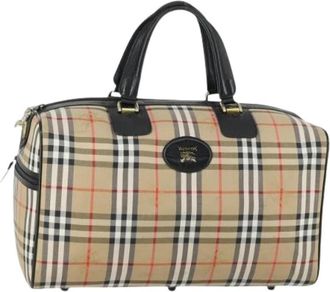 Burberry Pre-owned Boston Bag - Dames - Vintage Weekendtas - Beige - ONE Size - Leer - Vintage