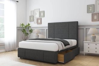Sloomy Lisbon Dumfries Divan Set 2 Drawers-26 Headboard-Footboard in Dark Grey | Size: Super King