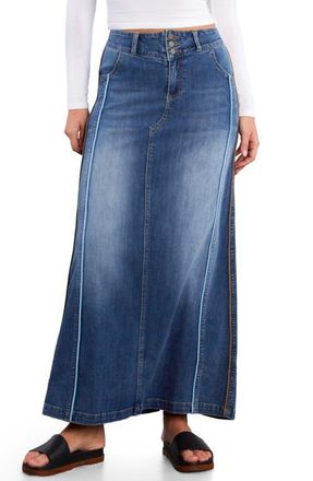 Wash Lab Denim Side Piping Denim Maxi Skirt in Shine Blue at Nordstrom, Size 34