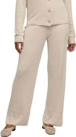 Barefoot Dreams CozyChic Ultra Lite Textured Hem Ribbed Pants in Stone at Nordstrom, Size X-Small