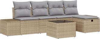 vidaXL Garden Sofa Set with Cushion 6 pcs Beige Poly Rattan vidaXL