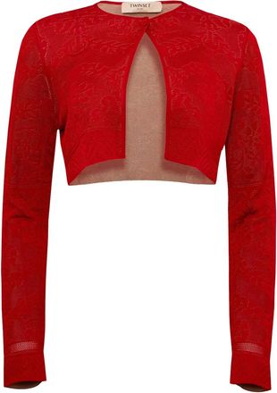 Twin-Set floral-jacquard cardigan - Red