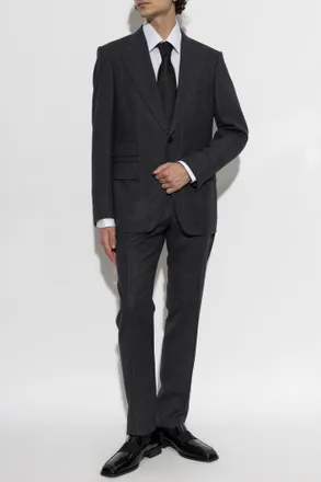 Tom Ford Wool Suit With A Check Pattern, Mens, Grey