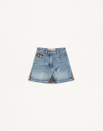 Valentino Short Denim Skirt Woman BLUE 36