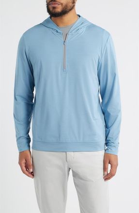 Johnnie-O Bixler Hooded Quarter Zip Pullover in Carbon Fiber at Nordstrom, Size Xx-Large