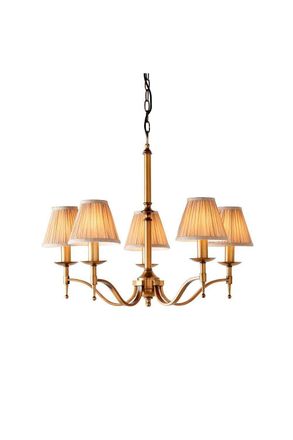 Netlighting Stanford 5 Light Multi Arm Ceiling Pendant Chandelier Antique Brass E14 in Gold