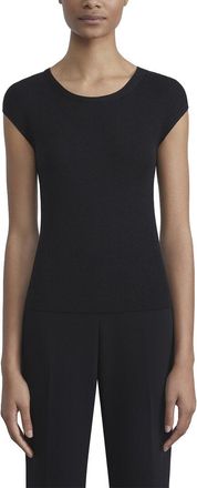 Lafayette 148 New York Ribbed Wide Crewneck Silk-Blend Pullover