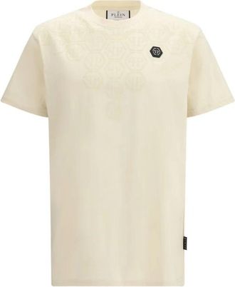 Philipp Plein Degrad&eacute; Monogram T-shirt - Heren - T-shirts - Beige - M - Katoen - Tops