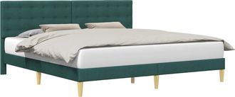 vidaXL Estructura De Cama Con Cabecera Verde Oscuro 180 X 200 Cm Tela Vidaxl