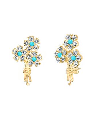 Gabi Rielle 14K Over Silver Cz Flower Studs