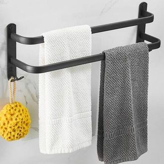 OEM Toallero De Pared, Toallero De Ba&ntilde;o, Toallero Adhesivo Fabricado En Aleaci&oacute;n De Aluminio Negro Mate No Poroso (barra Doble De 40 Cm)