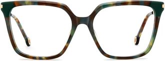 Carolina Herrera square-frame patterned glasses - women - Acetate - 54 - Green