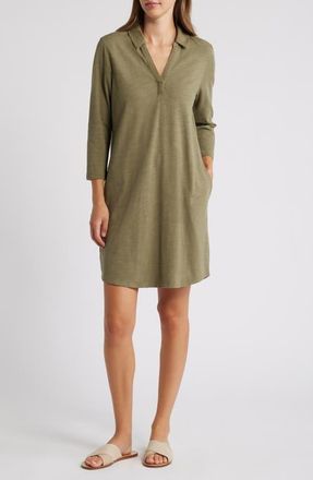 Tommy Bahama Ashby Isles Long Sleeve Cotton Jersey Polo Dress in Tea Leaf at Nordstrom, Size X-Small