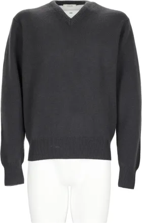 Christophe Lemaire Charcoal Cashmere Sweater with Classic V-Neckline