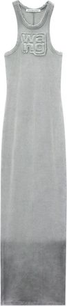 Alexander Wang logo-appliqué ombré maxi dress - women - Cotton/Spandex/Elastane - L - Grey