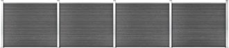 vidaXL Set De Paneles De Valla Wpc Negro 699x146 Cm Vidaxl