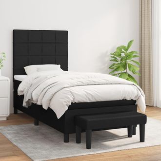vidaXL Cama Box Spring Con Colch&oacute;n Tela Negro 80x200 Cm Vidaxl
