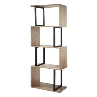 Calicosy 4-Tier Bookcase With Wood Finish & Metal Uprights - H148 Cm in Light Brown