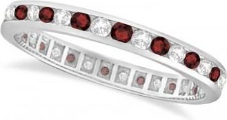 Allurez Garnet & Diamond Channel-Set Ring Eternity Band 14k White Gold (1.04ct)