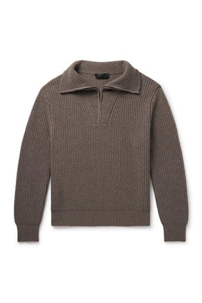 Nili Lotan Heston Ribbed Cashmere Half-Zip Sweater