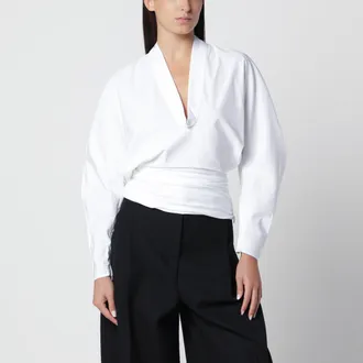 Jacquemus Colombe white cotton poplin blouse