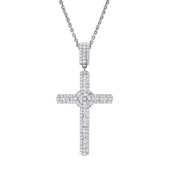 LuvMyJewelry Faithlight 1.15 Ct 14K Gold Diamond Cross Pendant