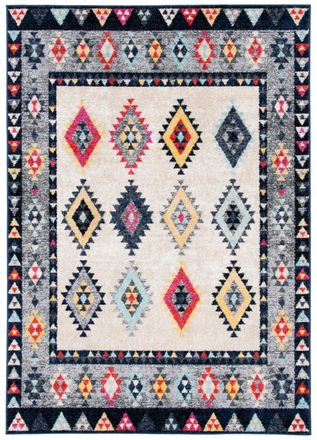 Safavieh Alfombra boho tribal de polipropileno blanco/gris, 122 x 183 cm