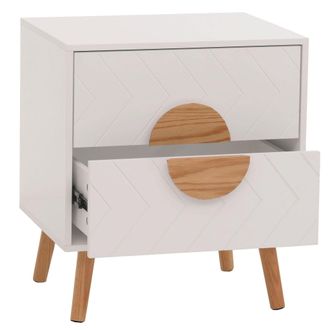 Hhg Hhg - Nunca Usado] Mesilla De Noche 685, Mesilla De Noche, Caj&oacute;n Espiga Madera Melamina, 55x48x40cm, Blanco