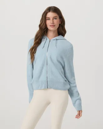 Vuori Clothing Émilie Full Zip Cashmere Rib Hoodie | Bluebell | XS, Size Extra Small