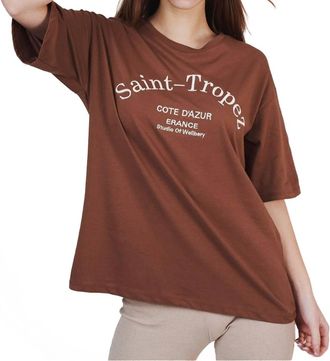AMBAR St Tropez Printed T-Shirt In Brown