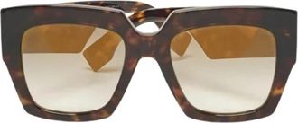 Fendi Pre-owned Square Havana Zonnebril - Dames - Vintage Accessoires - Bruin - ONE Size - Vintage
