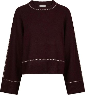 Neo Noir Truien & Vesten, Dames, Rood, L, Rondgebreide trui