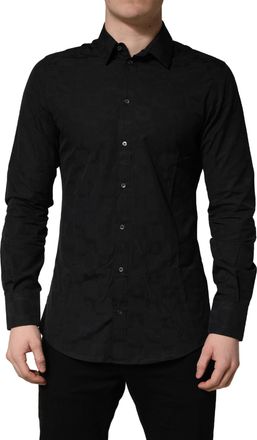 Dolce & Gabbana Mens Black Martini Cotton Slim Dress Formal Shirt