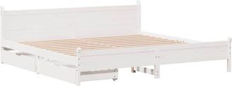vidaXL Bed Frame without Mattress White 180x200 cm Super King Solid Wood Pine vidaXL