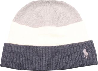Polo Ralph Lauren Signature Stripe Beanie in Grey/Cream/Blue Men One Size - OS