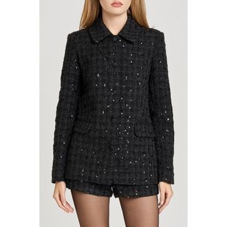 Wayf x Sara Walker Andie Sequin Tweed Jacket in Black at Nordstrom Rack, Size X-Small