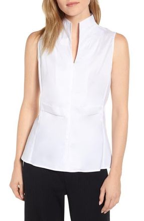 Ming Wang Sleeveless Woven Shell in White at Nordstrom, Size X-Large