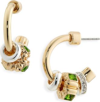 Nordstrom Rack Stacked Sparkle Hoop Earrings in Clear- Green- Gold at Nordstrom Rack