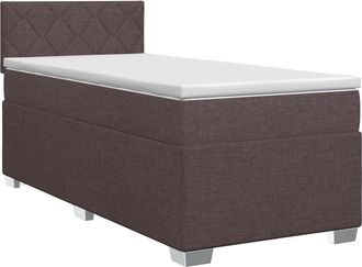 vidaXL Cama Box Spring Con Colch&oacute;n Marr&oacute;n Oscuro 90 X 190 Cm Tela Vidaxl