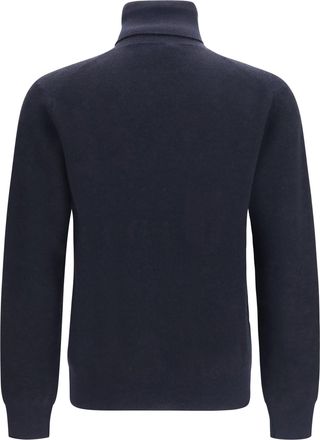 Brioni Mens Wool And Cashmere Turtleneck Sweater Navy-Black Navy/black