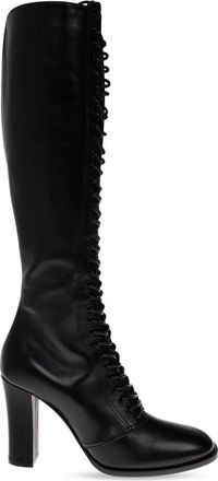 Dolce & Gabbana Lace-up Knee-high Boots - Dames - Laarzen met Hak - Zwart - 37 EU - Leer - Schoenen