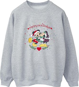 Disney Dames/Dames Mickey Mouse Mickey Minnie Kerstmis Sweatshirt (Sportgrijs)