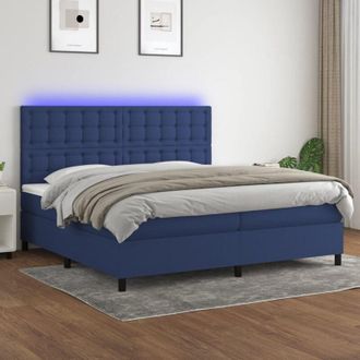 vidaXL Vidaxl - Cama Box Spring Colch&oacute;n Y Luces Led Tela Azul 200x200 Cm