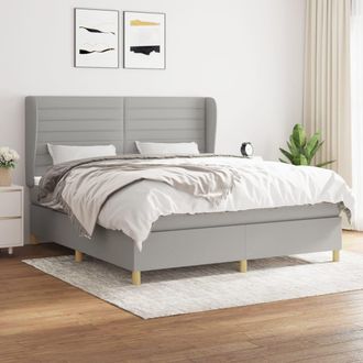 vidaXL Vidaxl - Cama Box Spring Con Colch&oacute;n Tela Gris Claro 160x200 Cm